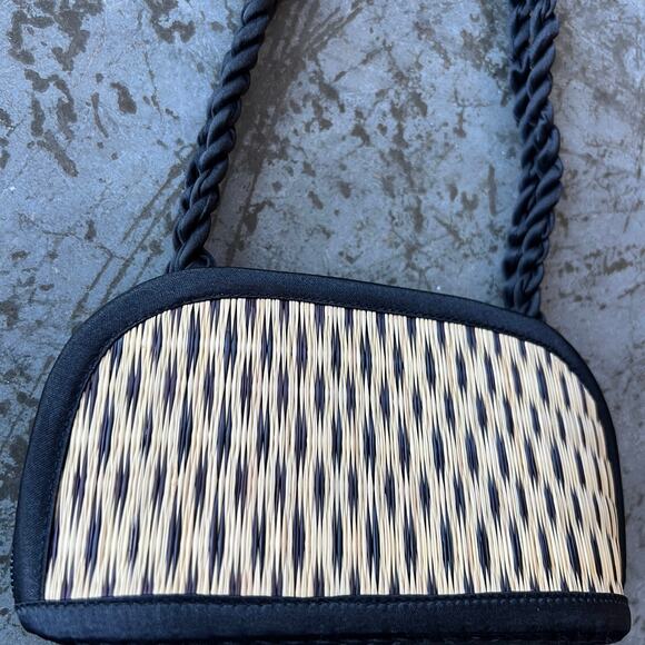 Baskets of Cambodia Handwoven Mini Bag Black & Tan Boho - Picture 11 of 11